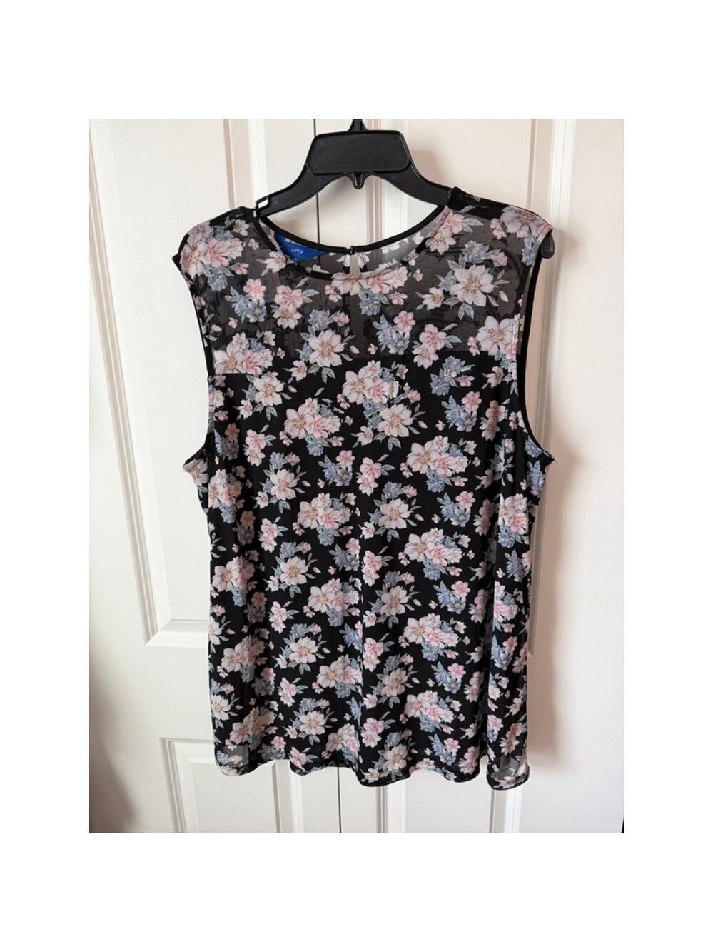 APT. 9 Floral Mesh Tank Top Plus Size XXL Black Pink